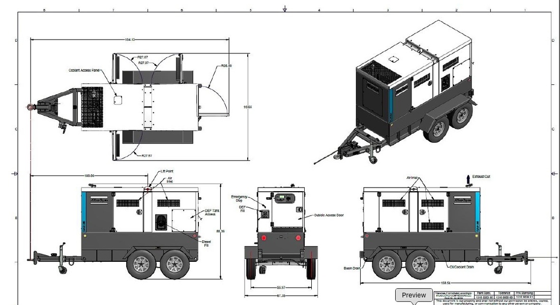  76P/83SB kW Atlas Copco QAS95-Tier IV New Diesel Generator