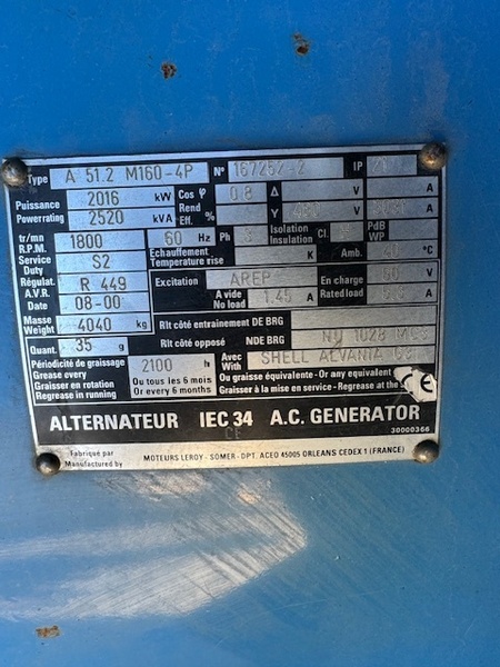  2000 kW XS2000 Used Diesel Generator