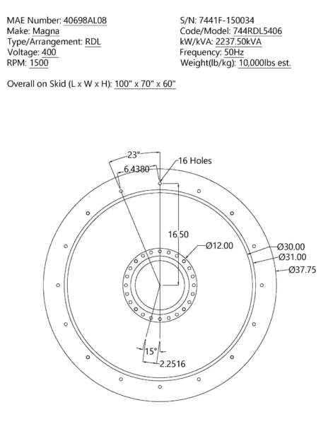  1700 kW - 400 V  Alternators/Gen ends