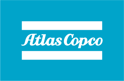 Atlas Copco Logo White on Blue CMYK