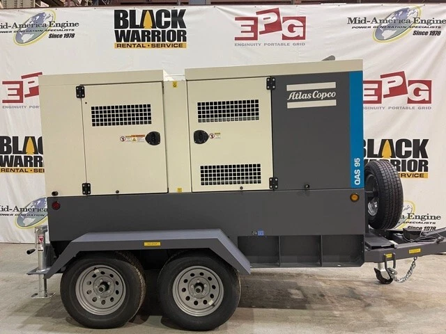Atlas Copco Model QAS70 Rental Grade, 56 kW in SA Enclosure on Trailer